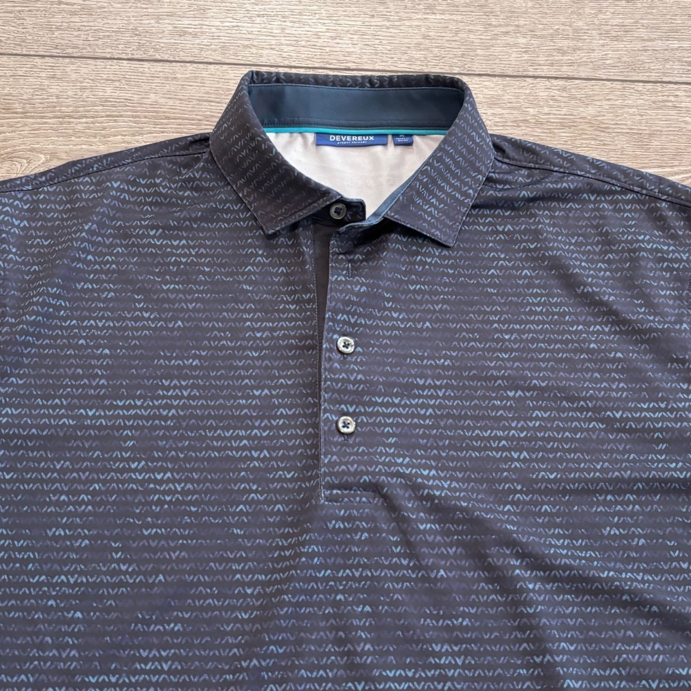 Devereux Golf Polo Shirt Mens XL Navy Blue Geometric Torreon Golf Club Preppy